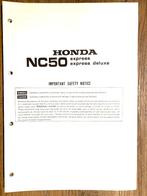 Honda NC50 Express NC50 Express Deluxe 1980 Service Manual, Verzenden, Honda