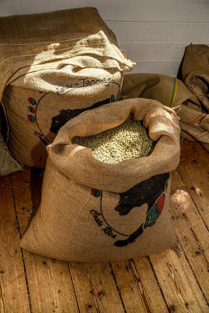 Jute koffiezakken ( Diverse opdrukken ), Gebruikt, Bruin, Ophalen of Verzenden, 30 tot 120 cm