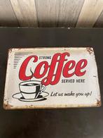 Vintage Koffie Borden Reclamebord Metaal Emaille Look Bordje, Antiek en Kunst, Ophalen