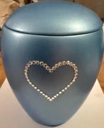 Huisdieren urn kat hond konijn blauw keramiek swarovski hart, Ophalen of Verzenden, Zo goed als nieuw