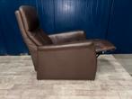 Bruin leren relaxstoel / fauteuil (uitklapbaar), Huis en Inrichting, Fauteuils, Ophalen, Gebruikt, Leer