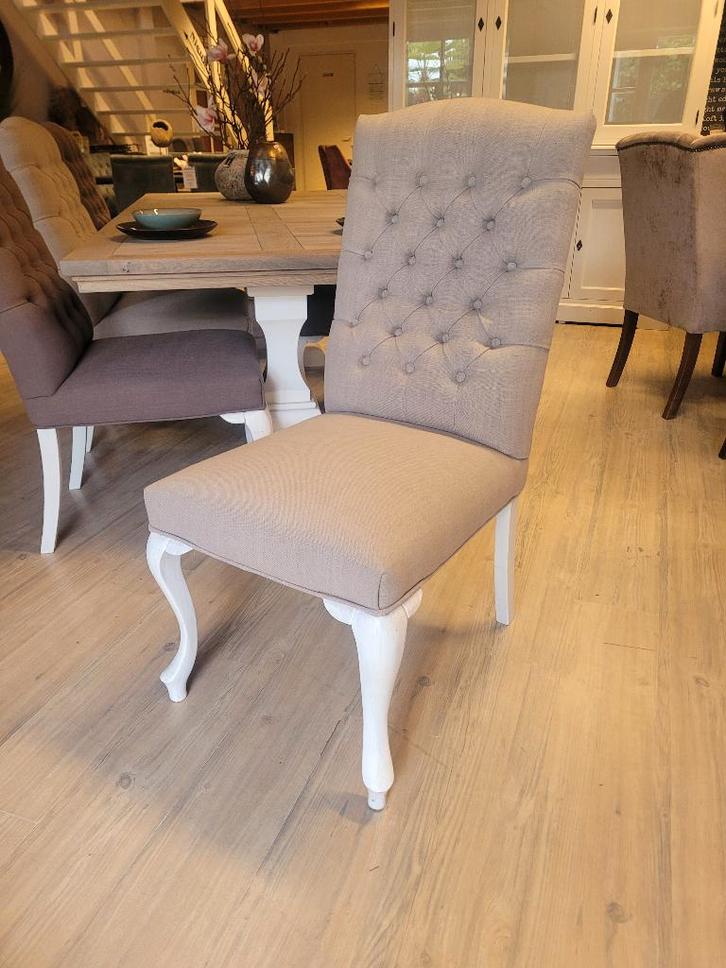 *OPRUIMING* 6 Landelijke Eetkamerstoelen Victor Sand Taupe 6, Huis en Inrichting, Stoelen, Nieuw, Vijf, Zes of meer stoelen, Stof