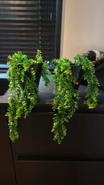 2 kunst hangplanten in zwarte hoogglans potten hoogte 25 cm, Ophalen of Verzenden, Zo goed als nieuw