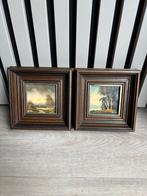 Twee kleine klassieke schilderijen gesigneerd, Antiek en Kunst, Kunst | Schilderijen | Klassiek, Ophalen of Verzenden