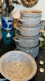 Wolken pannen grijs emaille, Ophalen of Verzenden, Gebruikt, Pannenset