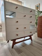 Dressoir / commode | Mid-century | wit & teakhout, Huis en Inrichting, Kasten | Dressoirs, Eikenhout, Zo goed als nieuw, Mid-century