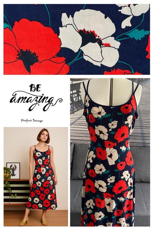 King Louie retro klaprozen Jurk - L🌺nieuwstaat, Kleding | Dames, Jurken, Zo goed als nieuw, Maat 42/44 (L), Blauw, Knielengte