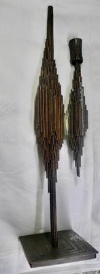 Enkele kandelaar brons Gallinaro gesigneerd brutalist, Antiek en Kunst, Ophalen of Verzenden, Koper of Brons