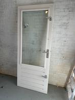 Hard houten buitendeur dubbelglas en rooster, Doe-het-zelf en Verbouw, Deuren en Horren, Ophalen, Zo goed als nieuw, Buitendeur