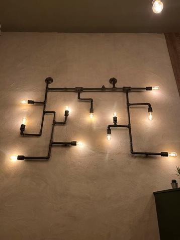 Industriële Buislamp Wand | Groot 210x130 cm | Horeca / Loft beschikbaar voor biedingen