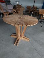Teak houten ronde tafel molensteen blad 90 cm nieuw, Ophalen of Verzenden, Nieuw, Rond, Teakhout