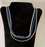dubbele ketting zilverkleurig / blauw lengte 88 cm, Overige materialen, Blauw, Gebruikt, Ophalen of Verzenden