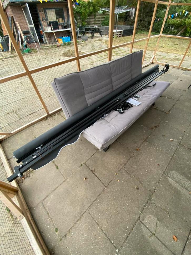 Donkergrijs Zonnescherm 350x300cm, Tuin en Terras, Zonneschermen, Nieuw, Knikarmscherm, 150 tot 300 cm, 250 cm tot 450 cm, Ophalen of Verzenden