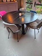 Woood Rhonda ronde zwarte eettafel xl 150 in goede staat, Huis en Inrichting, Tafels | Eettafels, Ophalen, Gebruikt, Rond, 100 tot 150 cm