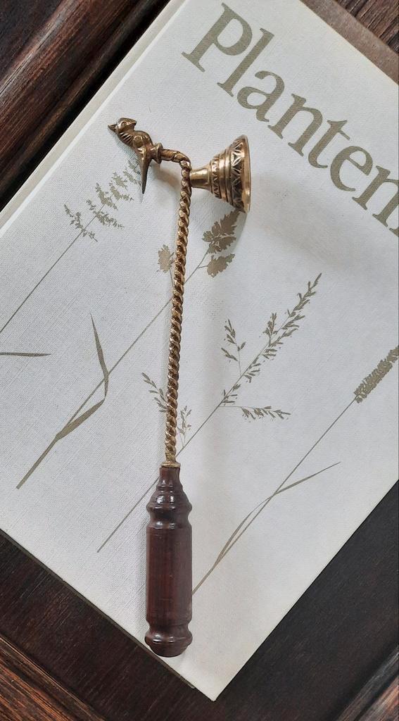 Mooie vintage kaarsendover messing hout vogel, Antiek en Kunst, Antiek | Koper en Brons, Ophalen of Verzenden
