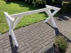 Witte eettafel/tuintafel met schaar poot, Huis en Inrichting, Ophalen, 50 tot 100 cm, Zo goed als nieuw, 150 tot 200 cm