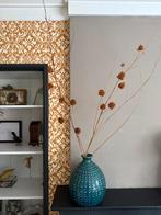 Bolle blauwe grote vaas met 3D stippen, Blauw, Ophalen of Verzenden, Minder dan 50 cm, Glas