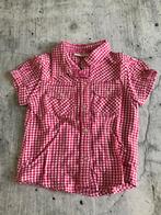 Bakkaboe blouse maat 74 roze wit geruit bloeesje korte mouw, Meisje, Ophalen of Verzenden, Zo goed als nieuw, Overhemdje of Bloesje