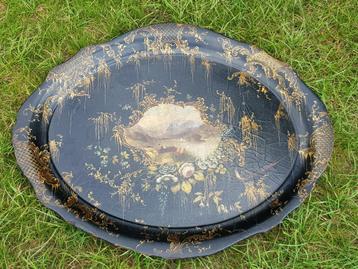 Zeldzaam antiek schilderij dienblad uit Engeland 80 cm. 1830 beschikbaar voor biedingen