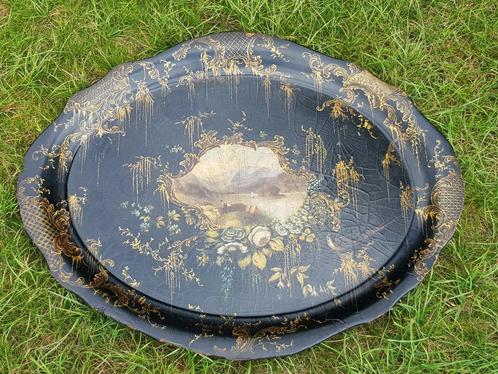 Zeldzaam antiek schilderij dienblad uit Engeland 80 cm. 1830, Antiek en Kunst, Antiek | Woonaccessoires, Ophalen