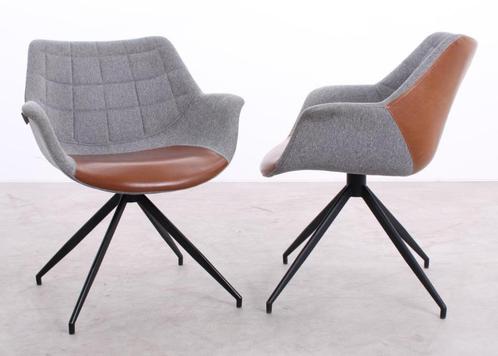 Zuiver | Doulton | Stoel | Bruin / grijs, Huis en Inrichting, Stoelen, Zo goed als nieuw, Vijf, Zes of meer stoelen, Metaal, Stof