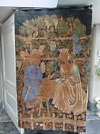 Groot Wandkleed Gobelin Stijl Handbeschilderd Kleurrijk 2 m., Antiek en Kunst, Antiek | Kleden en Textiel, Ophalen of Verzenden