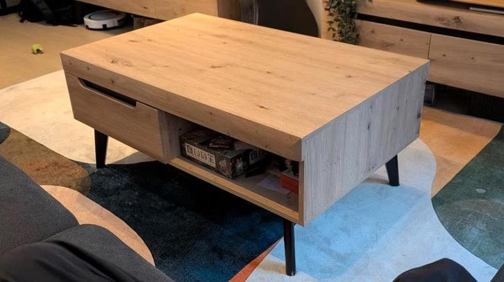 Modern Coffee Table with Drawer – Oak Look, Huis en Inrichting, Tafels | Salontafels, Zo goed als nieuw, 50 tot 75 cm, 50 tot 100 cm