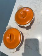 2 stuks Le Creuset sauspan Harmonic Orange 14 cm heel goed, Kookpan of Snelkookpan, Gietijzer, Ophalen of Verzenden, Zo goed als nieuw