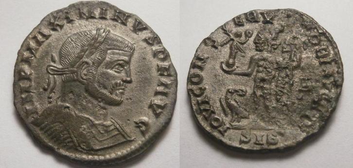 Maximinus II Silver Plated Follis  IOVI CONSERVATORI AVGG NN, Postzegels en Munten, Munten | Europa | Niet-Euromunten, Losse munt