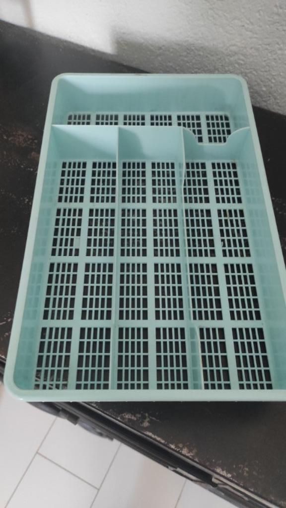 Vintage bestekbak lichtblauw kunststof, Huis en Inrichting, Keuken | Keukenbenodigdheden, Gebruikt, Ophalen of Verzenden