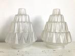 set jaren 30 art deco skyscraper glaskappen gesatineerd, Ophalen of Verzenden, Overige vormen, Art deco, Minder dan 25 cm