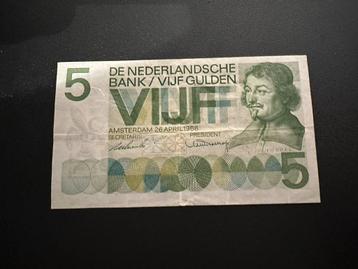 Nederland 1966 5 Gulden Vondel Bankbiljet beschikbaar voor biedingen