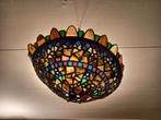 Antieke glas in lood hanglamp / lampenkap, Huis en Inrichting, Lampen | Hanglampen, Ophalen, Gebruikt, Art deco, Glas
