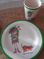 bord en beker van Floddertje uit boekeb van Annie MG Schmidt, Overige materialen, Ophalen of Verzenden, Zo goed als nieuw, Bord(en)