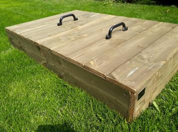 HOUTEN ZANDBAK 90x140 incl deksel kant en klaar geleverd beschikbaar voor biedingen