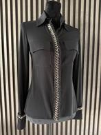 CHANEL Black Stretch Silk Blouse Tweed & chain trimmed  NEW, Kleding | Dames, Blouses en Tunieken, Zwart, Nieuw, Ophalen of Verzenden