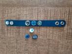 Blauwe drukknopen armband met losse druk stenen, Sieraden, Tassen en Uiterlijk, Ophalen of Verzenden, Nieuw, Blauw