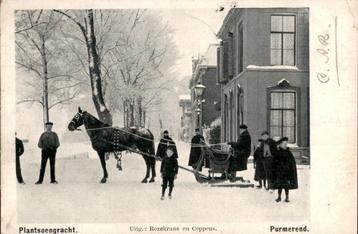 Purmerend Plantsoengracht met paardenslee TOPKAART 1905 beschikbaar voor biedingen