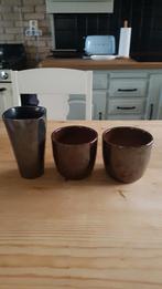Set van 3 bloempotten, bruin, Tuin en Terras, Rond, Nieuw, Ophalen of Verzenden, Aardewerk