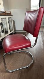 4 eetkamer stoelen  rode skai bekleding, Huis en Inrichting, Stoelen, Ophalen, Overige materialen, Gebruikt, Vier