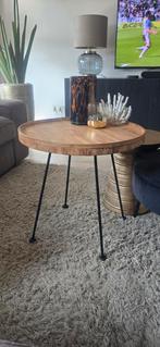 Bijzettafel eiken Nieuwprijs €69,99, 45 tot 60 cm, Minder dan 55 cm, Rond, Ophalen of Verzenden