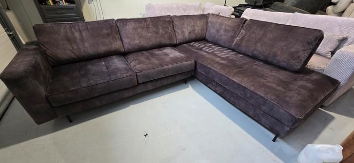Pronto Velvet Hoekbank Adore Donkergrijs, Huis en Inrichting, Banken | Sofa's en Chaises Longues, Zo goed als nieuw, Metaal, Stof