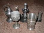 set vintage tinnen items, 5 oude gebruiksvoorwerpen van tin, Verzamelen, Ophalen of Verzenden