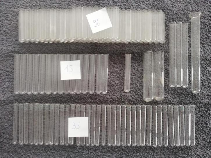 Glazen reageer/proef buisjes diverse maten 150 stuks., Antiek en Kunst, Antiek | Glas en Kristal, Ophalen of Verzenden