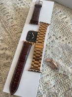 Apple watch bandjes. Leer + stainless steel goud, Sieraden, Tassen en Uiterlijk, Smartwatches, Ophalen of Verzenden, Nieuw, Zwart