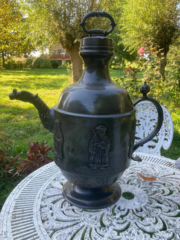 Grote tinnen wijnkan met keurvorsten 51 cm hoog, Antiek en Kunst, Antiek | Tin, Ophalen of Verzenden