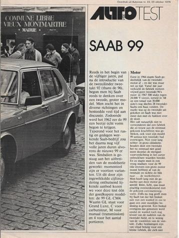 Originele overdruk roadtest SAAB 99, Autovisie, 1976. beschikbaar voor biedingen