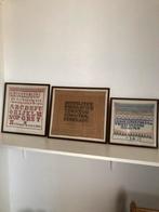 3 oude, ingelijste merklappen 1905 - 1953, Antiek en Kunst, Ophalen of Verzenden