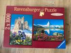 Ravensburger puzzel 2x 1000 stukjes compleet natuur bergen, Gebruikt, Ophalen of Verzenden, 500 t/m 1500 stukjes, Legpuzzel