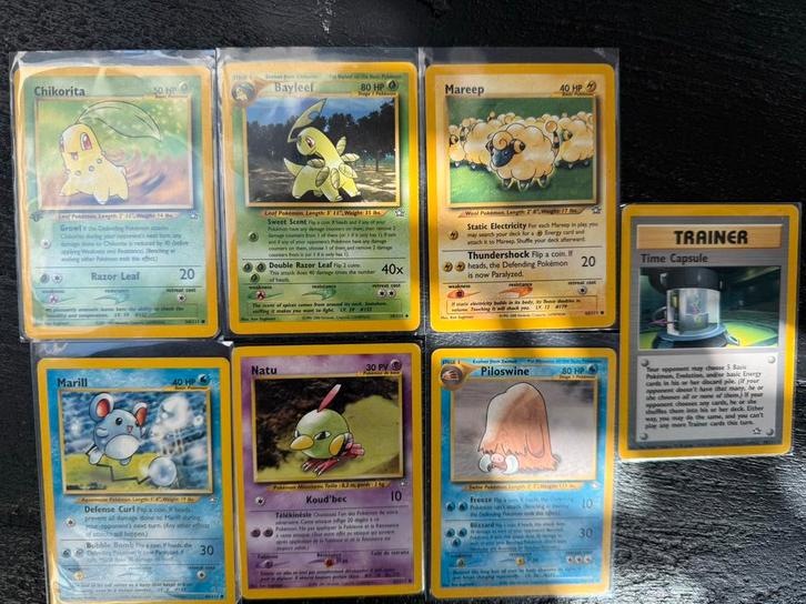 Oude Pokémon kaarten 7x Neo Genesis, Hobby en Vrije tijd, Verzamelkaartspellen | Pokémon, Meerdere kaarten, Verzenden